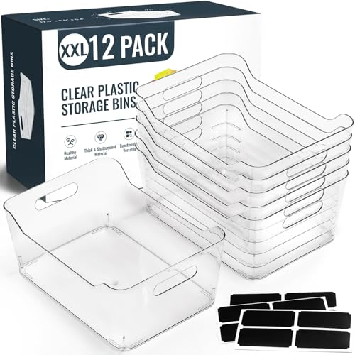 12 PACK Clear Plastic Storage Bins, Kitchen Cabinet Pantry Organizer Bins - view 8