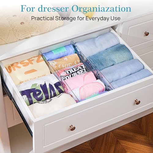 8 Pack Drawer Dividers for Clothes, 4" High 10.2"-16.5" Adjustable Expandable Dresser Drawer Organizer, Clear Plastic Separators for Dresser, Baby Clothing, Underwear, Cosmetic, Toiletries - view 4