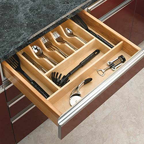 Trim-to-Custom-Fit Wooden Silverware Drawer Divider Organizer - view 4
