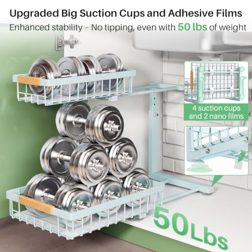 Under Sink Organizer, Thickened L-Shaped 2 Tier Pull Out Cabinet Storage - view 6