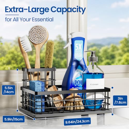 Extra Large Sink Caddy with Drying Stone, Sponge & Brush Holder for Kitchen - view 2