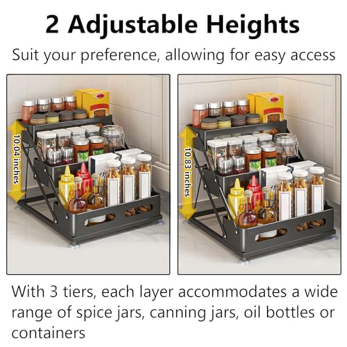 3 Tier Foldable Spice Rack, Black - view 4