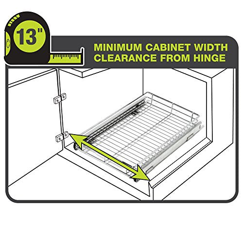 Pull-Out Cabinet Organizer – Single Level Chrome, Small – Steel Sliding Cabinet Organizer Holds Up To 100 lbs. for Optimal Home Organization and Storage - view 5