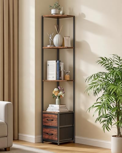6 Tier 60.6" Tall Bookshelf with Storage and LED Light, White - view 6