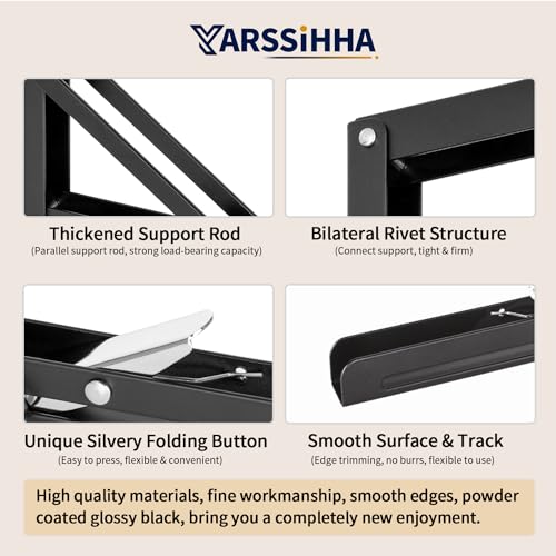Folding Shelf Brackets, 12 Inch, 2 Pack, Black - view 3