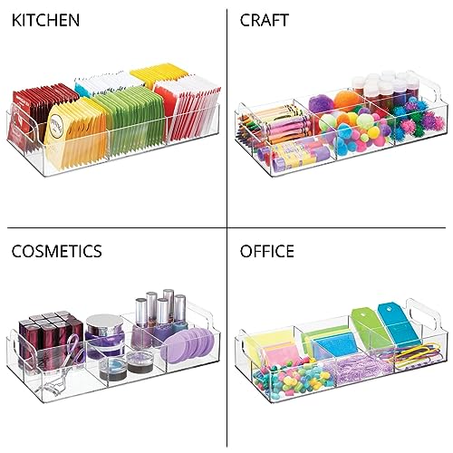 Compact Plastic Tea Storage Organizer Caddy Tote Bin - 6 Divided Sections, Built-in Handles - Holder for Tea Bags, Packets, Sweeteners and Small Packets - Lumiere Collection - Clear - view 7