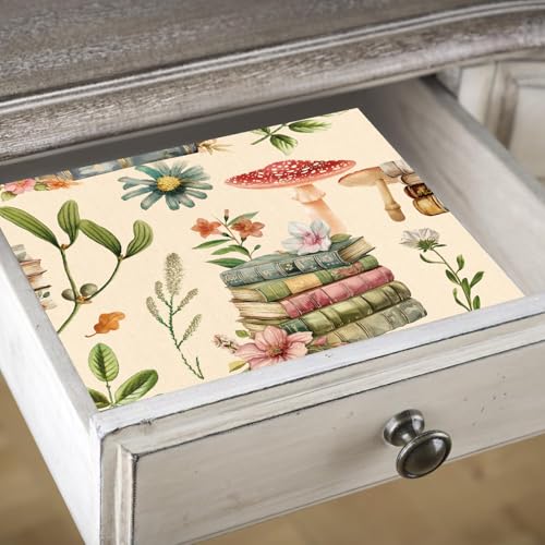 Adhesive Shelf Liner,Boho Floral Shelf Contact Paper for Cabinets,Vinyl Film Decorative Drawer Liners for Dresser Sticker (White Boho Floral, 17.3 inch x 118 inch) - view 5