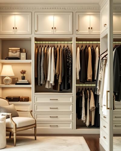 Closet Rods for Hanging Clothes, 17 to 84 Inches Stepless Adjustable Metal Closet Rod, 1.3 Inches Heavy Duty Clothes Hanging Rod for Closet Wardrobes Laundry RV, Verdant Gold - view 2