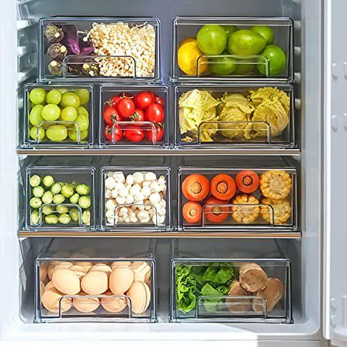2Pack Clear Fridge Drawers Pull Out Stackable Refrigerator Drawer Organizer Bins Pantry Storage Box Plastic Food Containers for Kitchen Bathroom Office Closet (2pack Large) - view 2