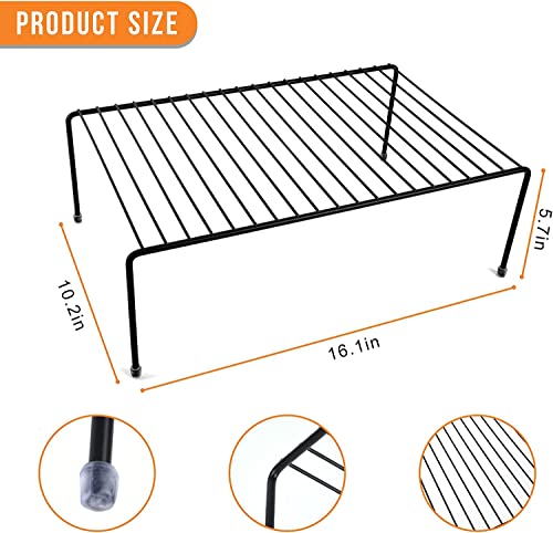 Large (16.1 x 10.2 Inch) Cabinet Storage Shelf Rack, Shelves，Kitchen Counter and Cabinet Shelf, Storage Rack Organizer for Kitchen, Fridge, Cabinet, Bathroom Cupboard (Black, 4) - view 5