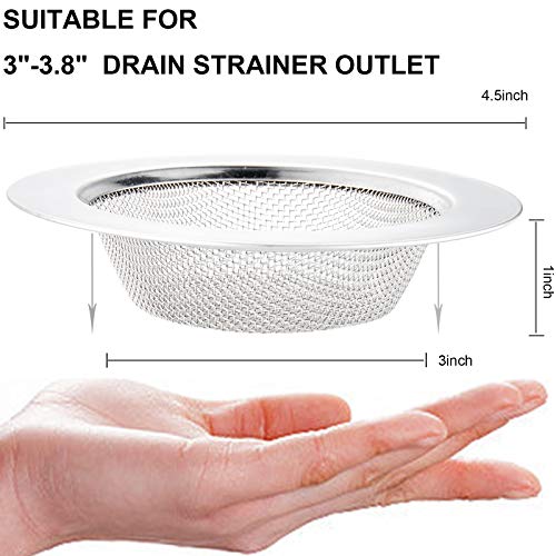 2 Pcs Kitchen Sink Strainer Stainless Steel, Mesh and Punching, Kitchen Sink Drain Strainer, Sink Strainers with Large Wide Rim 4.5" Diameter for Kitchen Sinks - view 3