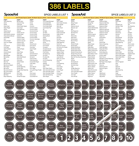 Spice Rack Organizer with 36 Spice Jars, 386 Spice Labels, Chalk Marker and Funnel Set for Cabinet, Countertop, Pantry, Cupboard or Door & Wall Mount - 36 Jars, 17.2" W × 10.8" H, Black - view 6