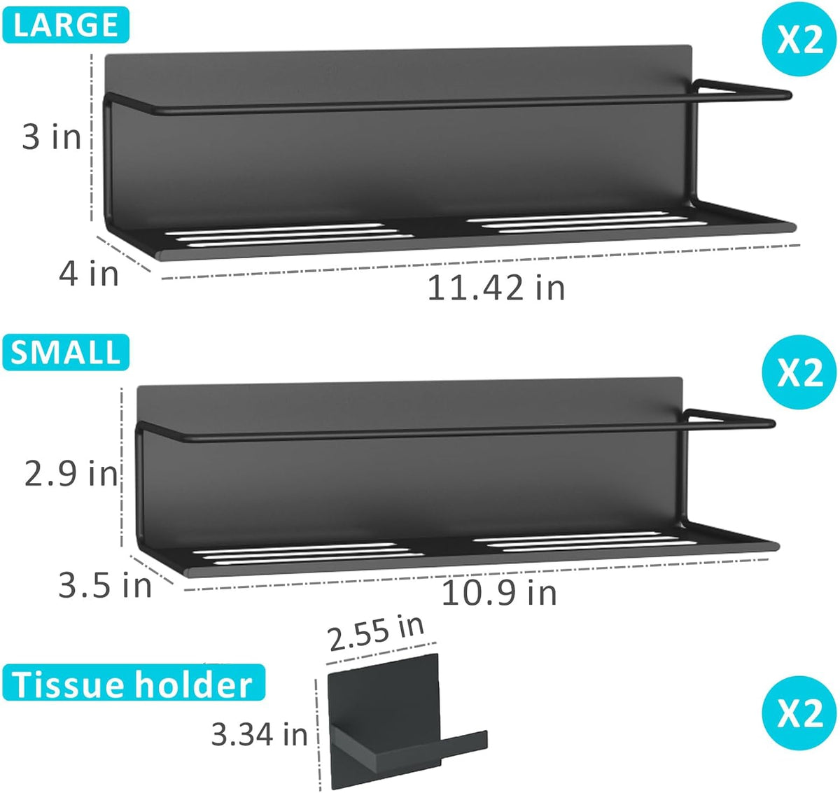 Magnetic spice rack for refrigerator, magnetic fridge shelf for kitchen, magnetic shelf for fridge space saving black 4 pack with magnetic paper towel holder - view 2