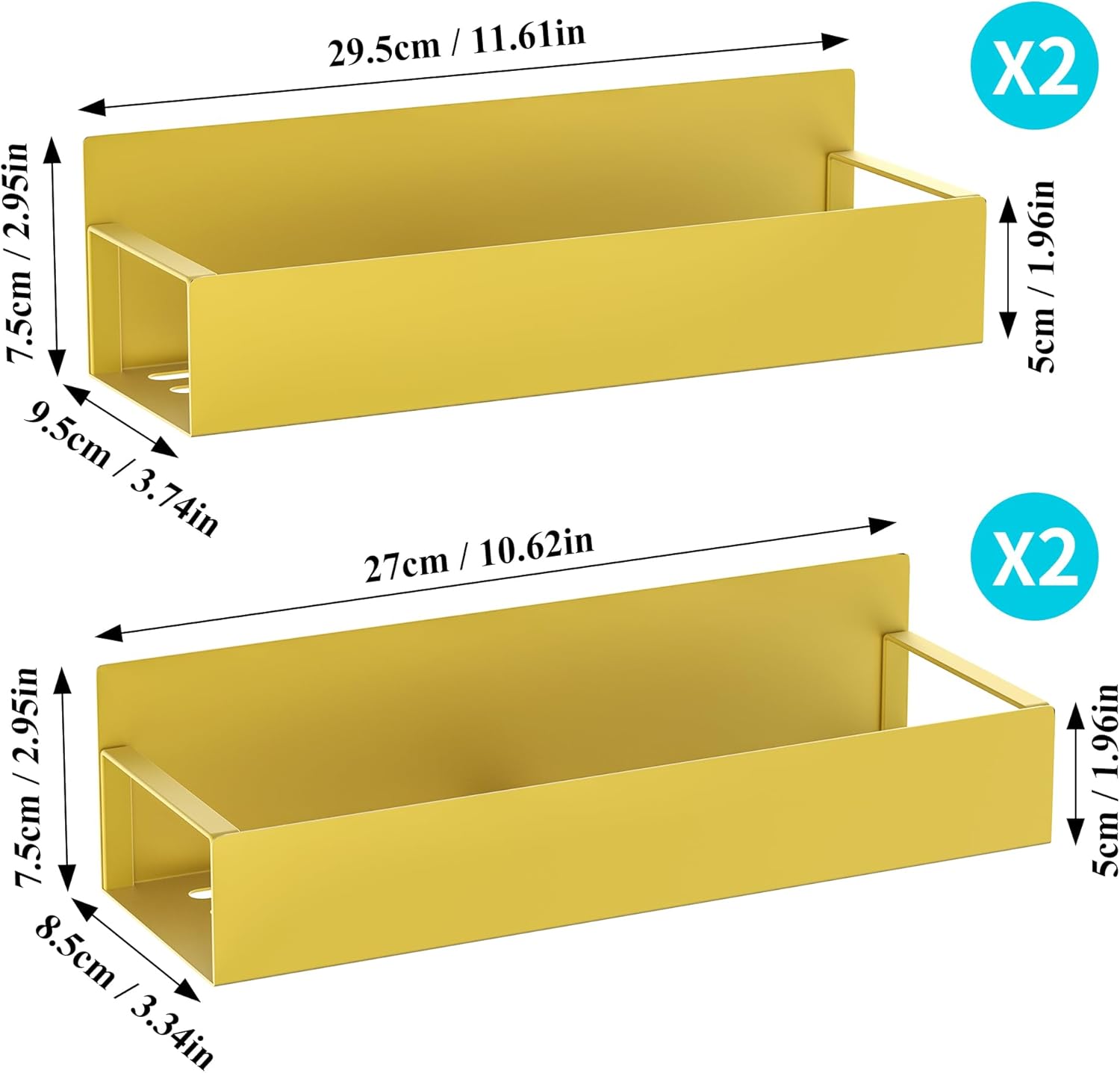4 Pack Magnetic Spice Storage Rack Organizer for Refrigerator and Oven, Gold Fridge Organizers and Storage - view 7