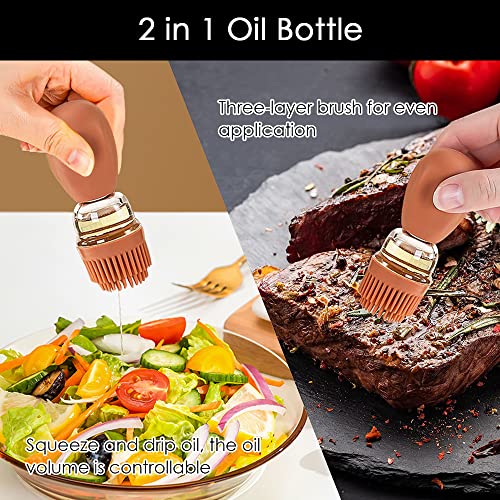 Oil Dispenser with Brush - Glass Olive Oil Dispenser for Cooking, 2 IN 1 Oil Dispensing Bottle for Kitchen with Silicone Basting Brush for Vinegar Sauce BBQ Grill Frying, T-OB21, Blue - view 5