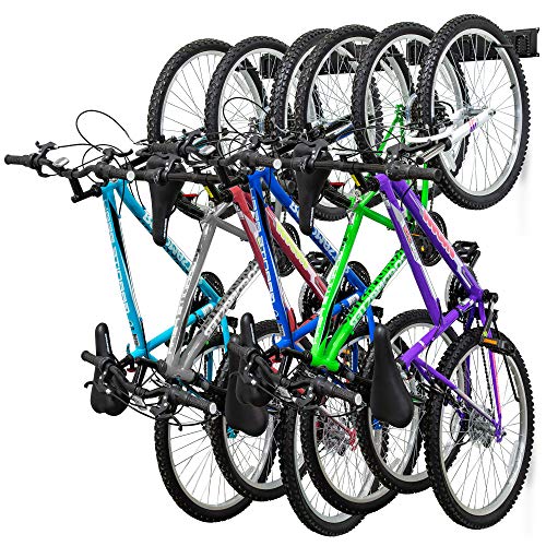 Garage Bike Rack, Wall mounted Bicycle Storage Hanger, 6 Adjustable Hooks Universal for Indoor & Home Use