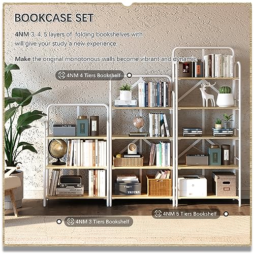 No Assembly Folding Bookshelf, 4 Tier Collapsible Book Shelves Open Shelf - view 6