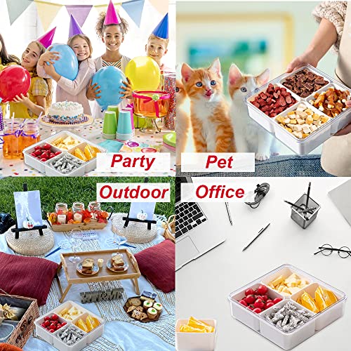 2pack Serving Trays for Party Divided Veggie Tray with Lid Sealed Sectioned Fruit Snack Serving box Vegetable Storage with 4 Compartments Snackle Box Charcuterie Container Fridge Organizer - view 5