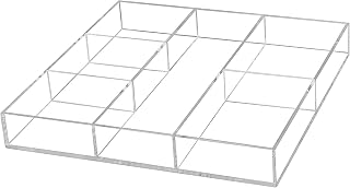 Acrylic Drawer Organizer, Gadget Tray Organizer, Clear Desk Drawer Holder With Adjustable Dividers, for Office Desk Supplies and Accessories or makeup storage (12 x 12”)
