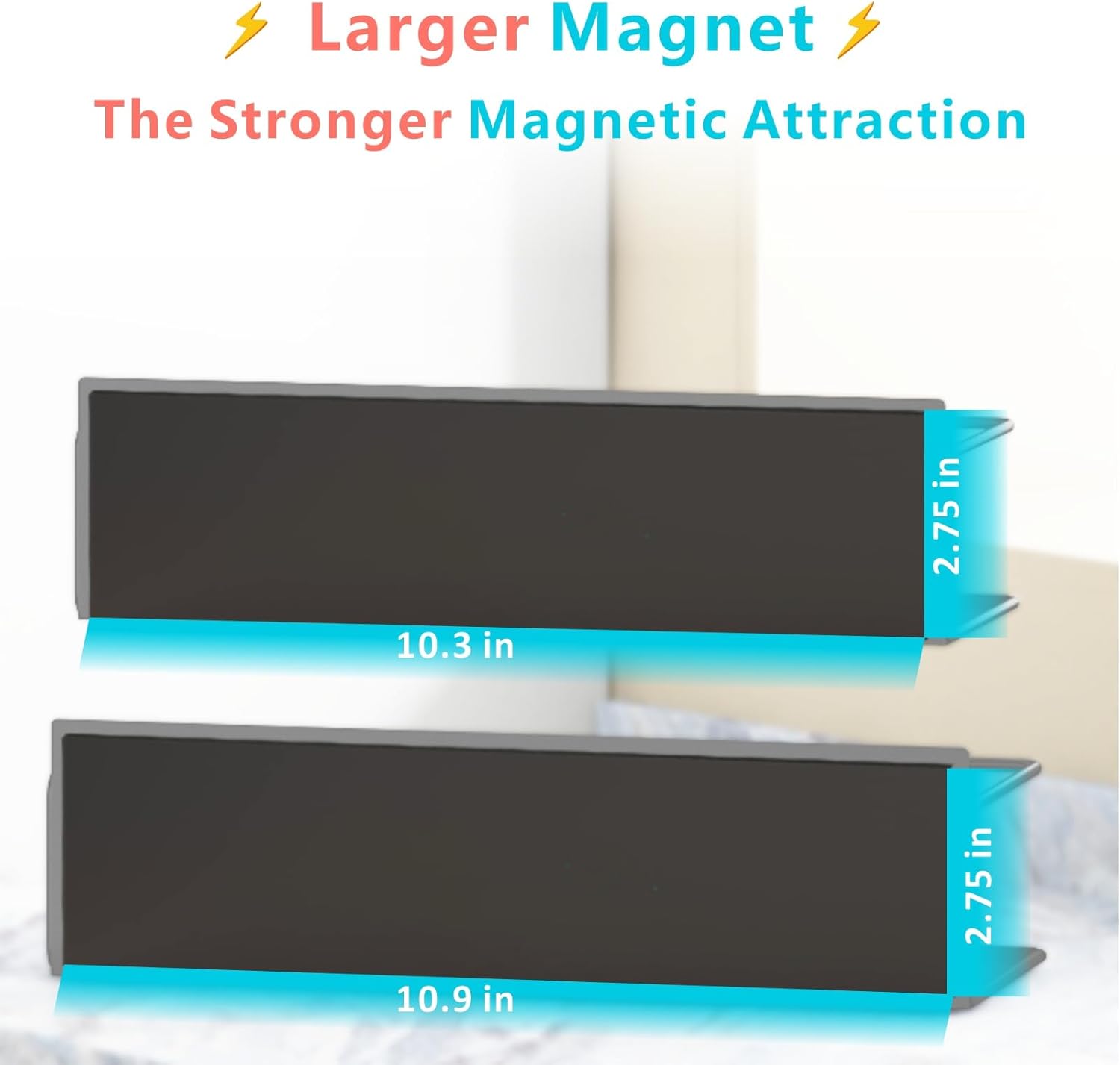 Magnetic spice rack for refrigerator, magnetic fridge shelf for kitchen, magnetic shelf for fridge space saving black 4 pack with magnetic paper towel holder - view 5