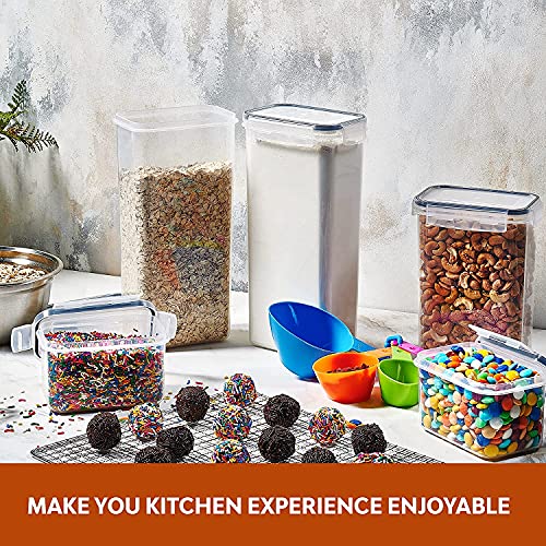 24 Pack Airtight Food Storage Container Set - BPA Free Clear Plastic Kitchen and Pantry Organization Canisters with Durable Lids for Cereal, Dry Food Flour & Sugar - Labels, Marker & Spoon Set - view 4