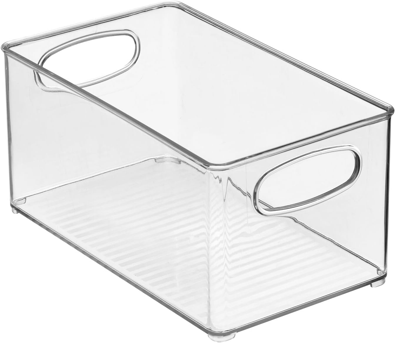 Plastic kitchen organizer - storage holder bin with handles for pantry, cupboard, cabinet, fridge/freezer, shelves, counter - holds canned food, snacks - 4 pack - clear - view 5