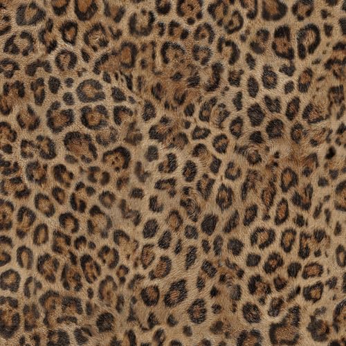 Upgraded 3D Faux Fur Leopard Print Wallpaper 17.3"x80" Removable Peel and Stick Contact Paper, Brown & Black Cheetah Animal Print, Renter Friendly Wall Decor for Bedroom, Bathroom, Closet