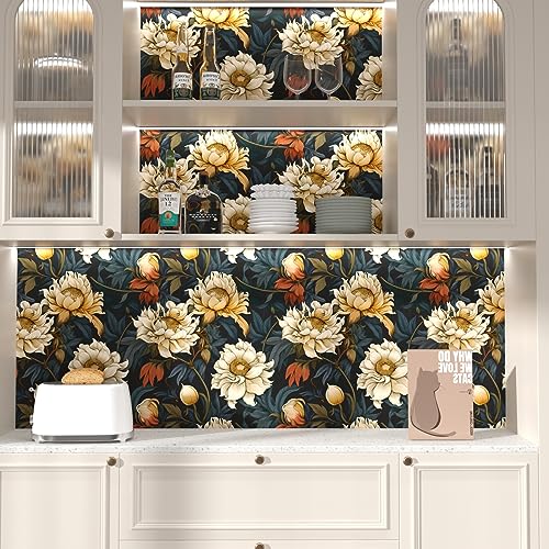 Dark Vintage Floral Peel and Stick Dahlia Wallpaper 17.5" x 118" - view 4