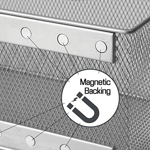 Wire Mesh Magnetic Storage Basket, Trash Caddy, Container, Desk Tray, Office Supply Organizer Silver for Refrigerator/Microwave Oven or Magnetic Surface in Kitchen or Office (1, Large) - view 4