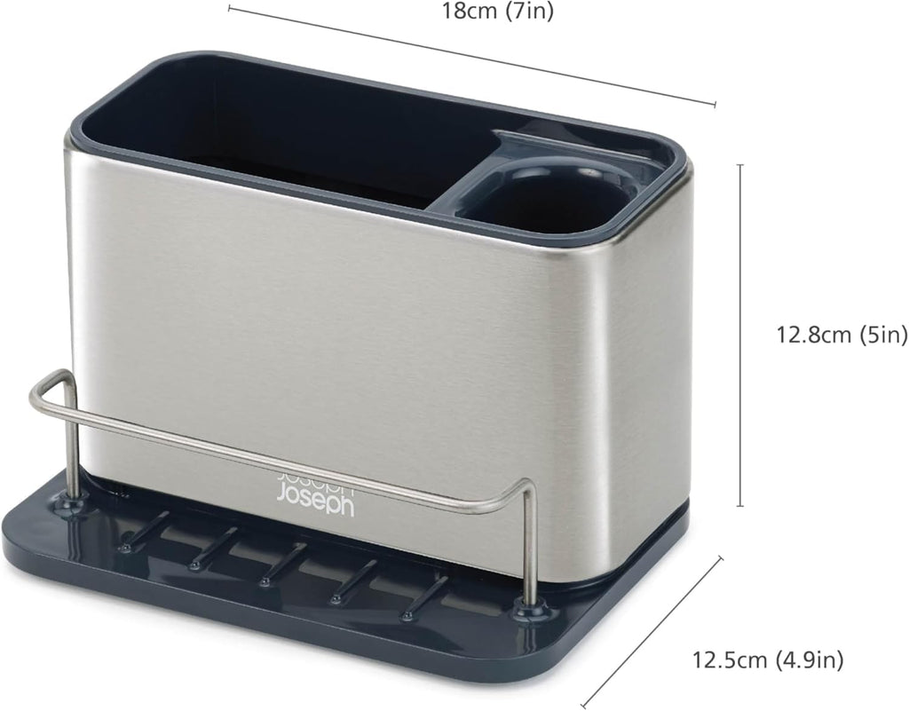 Surface stainless steel caddy sink area organizer and sponge holder, gray - view 2