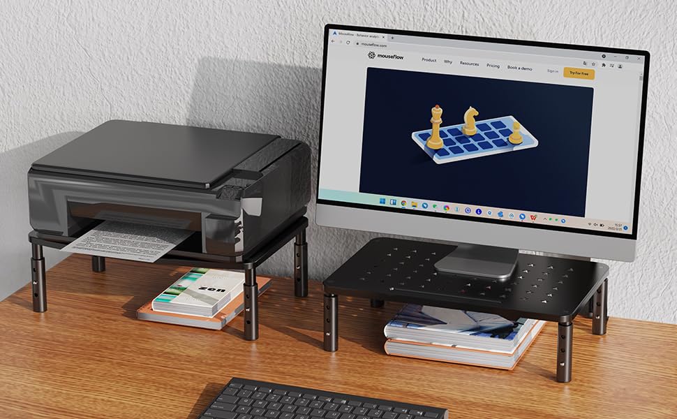 2 Pack Monitor Stand, 3 Height Adjustable Stand with Star Mesh - view 3