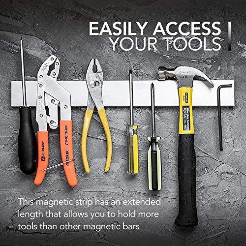 16 Inch Magnetic Knife Holder for Refrigerator, Magnetic Knife Holders for Fridge or Kitchen Wall No Drilling, Magnet Strips for Knives & Metal Utensils, Tool Rack, Stainless Steel - view 5