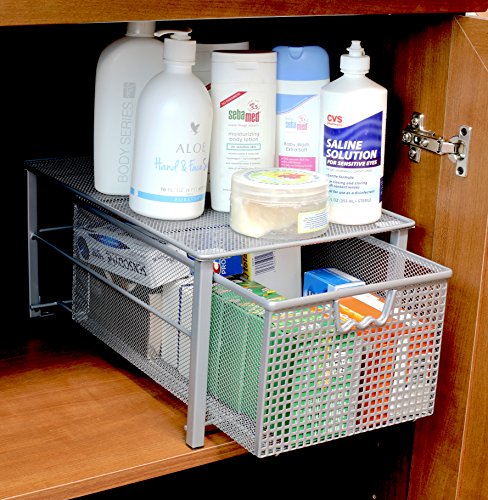 Stackable Pull Out Cabinet Sliding Basket with Divider, Large - view 7