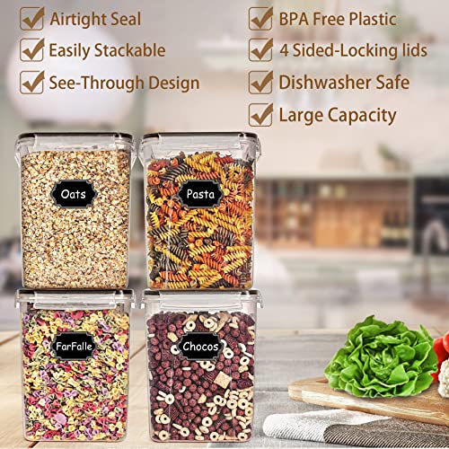 Flour Storage Containers 5.2L, 4 PCS Food Storage Containers, Black - view 2
