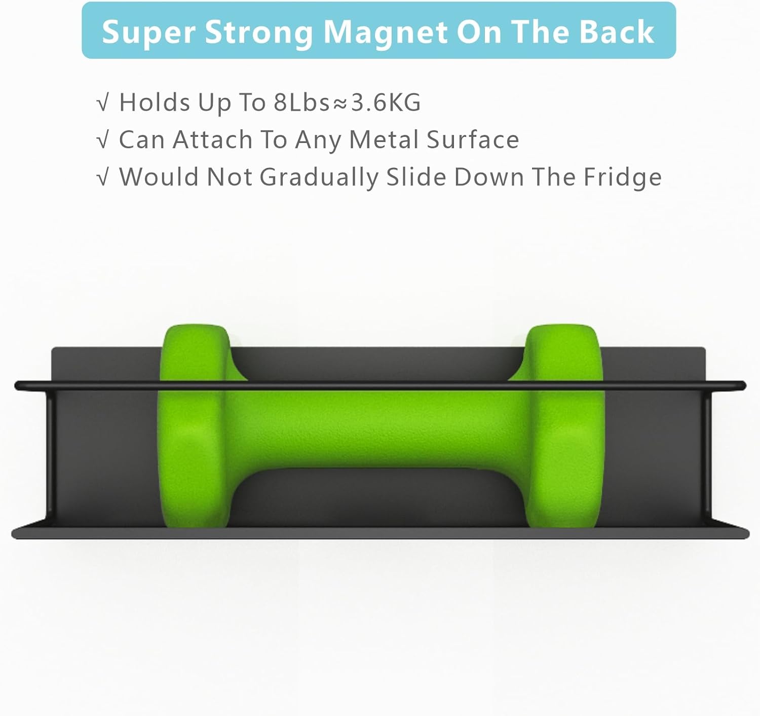 Magnetic spice rack for refrigerator, magnetic fridge shelf for kitchen, magnetic shelf for fridge space saving black 4 pack with magnetic paper towel holder - view 3