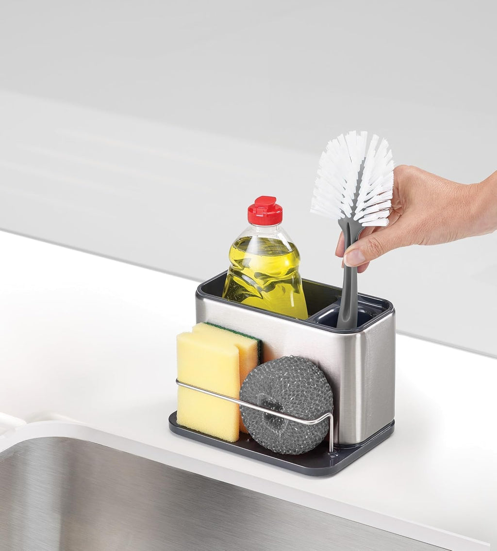 Surface stainless steel caddy sink area organizer and sponge holder, gray - view 5