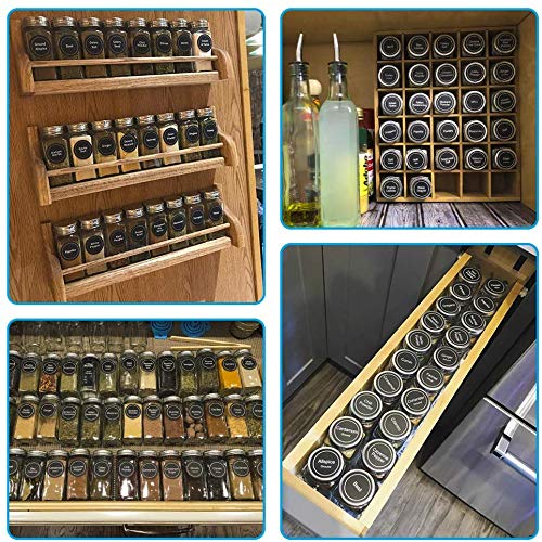 14 Pcs Glass Spice Jars with Spice Labels - 4oz Empty Square Spice Bottles - Shaker Lids and Airtight Metal Caps - Chalk Marker and Silicone Collapsible Funnel Included - view 5