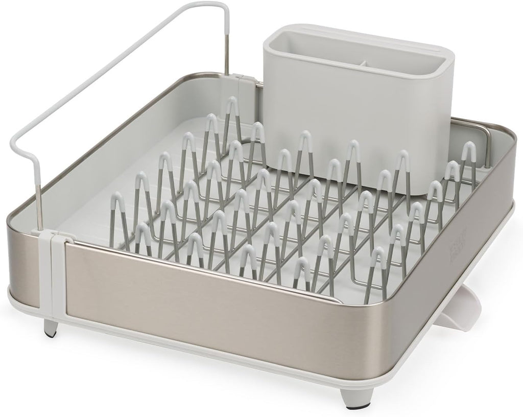 Extend Steel Expandable Dish Drying Rack with Removable Cutlery Holder Swivel Draining Spout, Stainless Steel - view 3