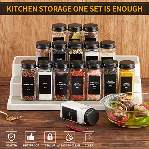 36 Glass Spice jars with label, 4oz Seasoning jars with Black Metal Lids - view 5