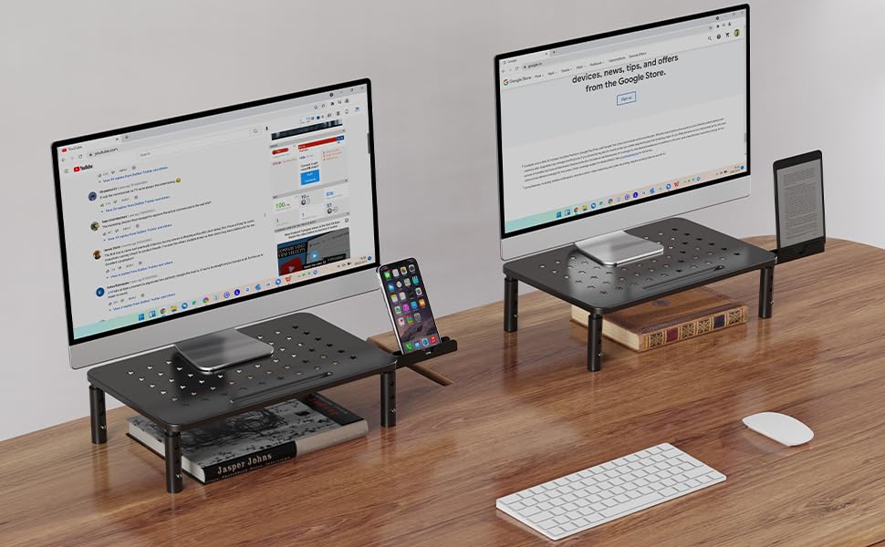 2 Pack Monitor Stand, 3 Height Adjustable Stand with Star Mesh - view 2