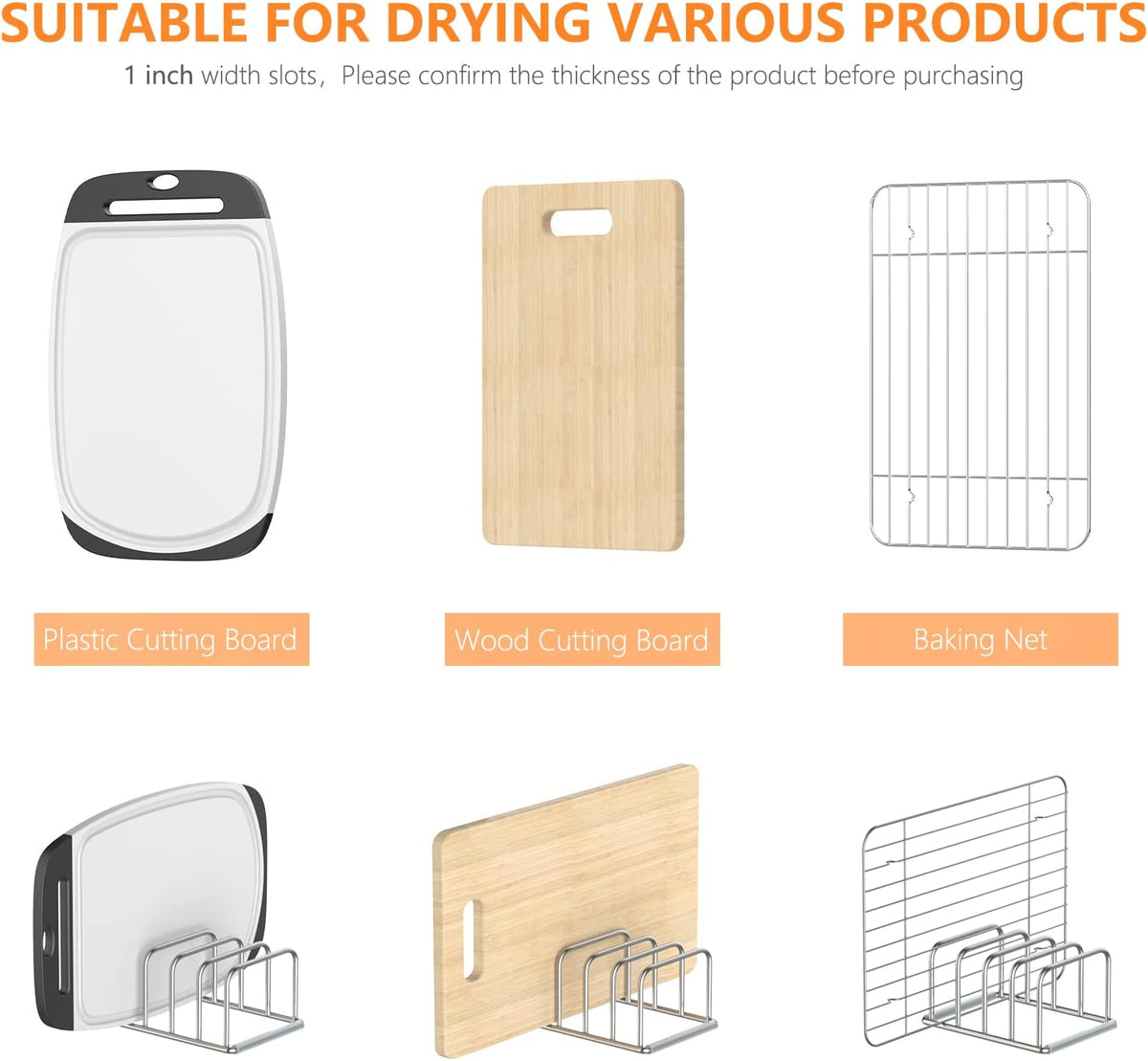 Cutting Board Holder, 2PSC Cutting Board Organizer Rack, 304 Stainless Steel Cookie Sheet Baking Pan and Tray Organizer for Kitchen Cabinet and Pantry Storage (1.0 Inch Width Slots) - view 4