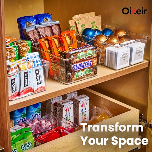 Clear Pantry Organizer Bins 8-Pack - Fridge Organizer with 3 Removable Dividers, Ideal for Kitchen, Pantry, Refrigerator, Freezer, and Snack Storage - view 6