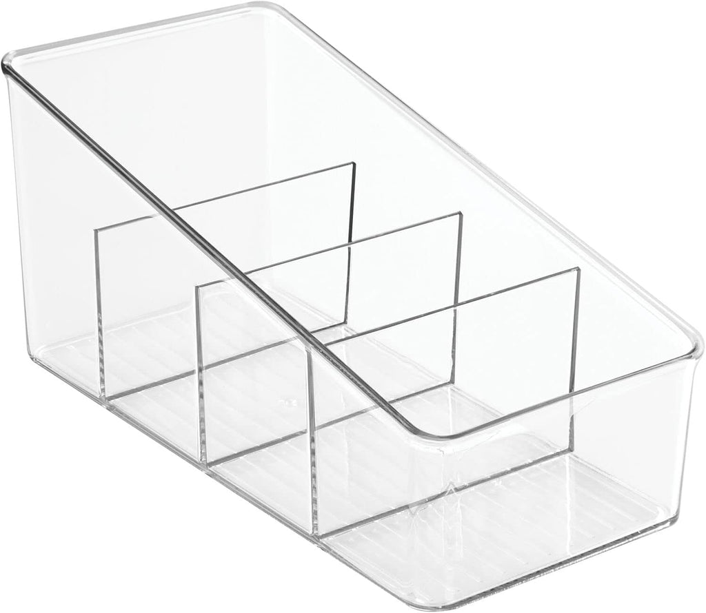 Plastic 4-Section Food Packet Organizer - Storage for Kitchen, Pantry, Cabinet, or Countertop - Organization for Spice Packets, Hot Chocolate, Seasoning Pouches, Ligne Collection, Clear - view 8