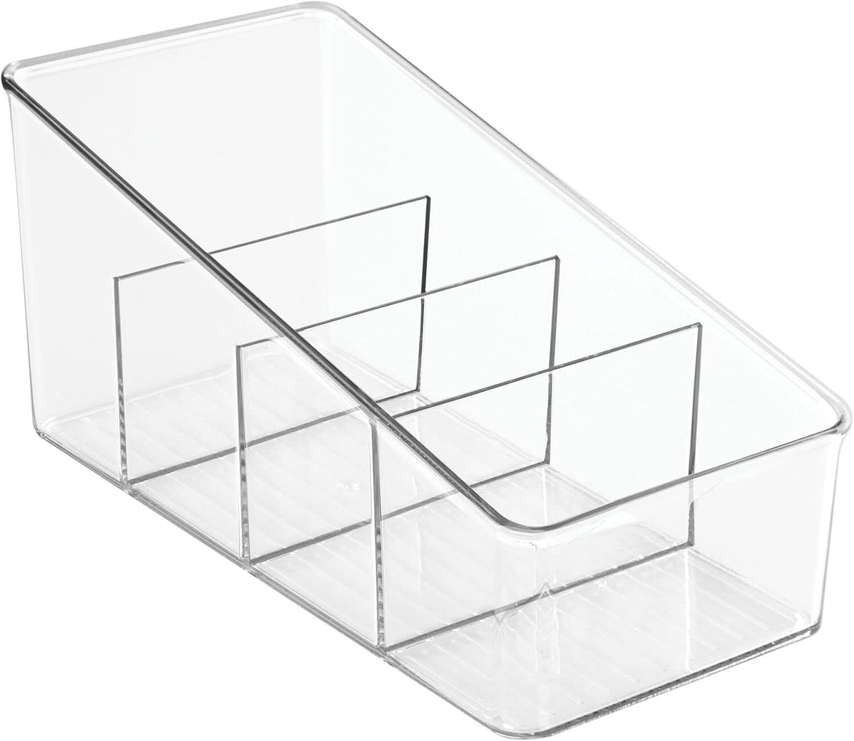 Plastic 4-Section Food Packet Organizer - Storage for Kitchen, Pantry, Cabinet, or Countertop - Organization for Spice Packets, Hot Chocolate, Seasoning Pouches, Ligne Collection, Clear - view 8