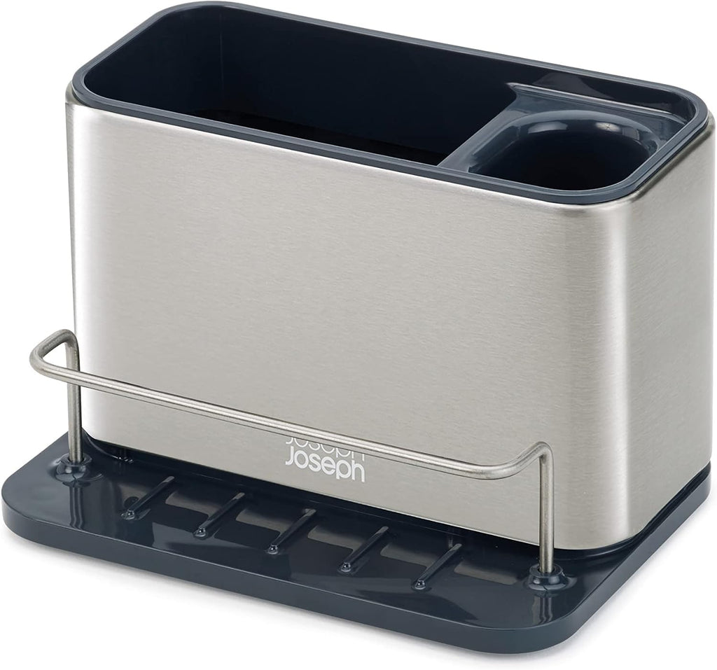 Surface stainless steel caddy sink area organizer and sponge holder, gray - view 3