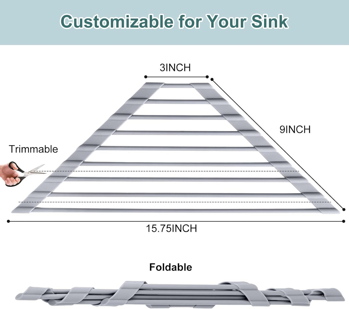 Triangle Roll Up Dish Drying Rack Over The Sink, 2025 Anti-Rust Sink Drying Rack with Full Silicone Wrapped for Top of Corner, Anti-Slip Organizer for Kitchen - view 2