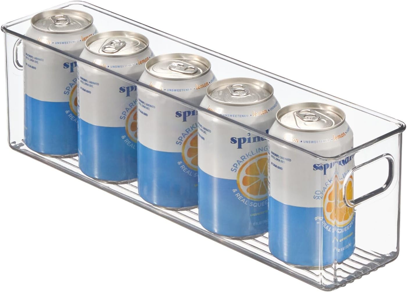 Plastic Kitchen Organizer - Storage Holder Bin with Handles for Pantry, Cupboard, Cabinet, Fridge/Freezer, Shelves, and Counter - Holds Canned Food, Snacks - 2 Pack - Clear - view 8