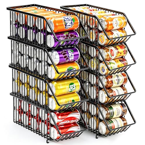 8 Pack Soda Can Organizer Dispenser For Fridge/Pantry, Cans Organizer Rack