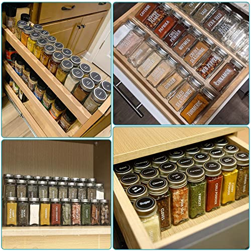 28 Pcs Clear Glass Spice Jars,3.5 oz Glass spice jar with 324 labels, Funnel,Chalk Pen,Shaker Lids and Airtight Metal Caps, Empty Square Spice Bottles for Spice Rack, Cabinet, Drawer - view 4