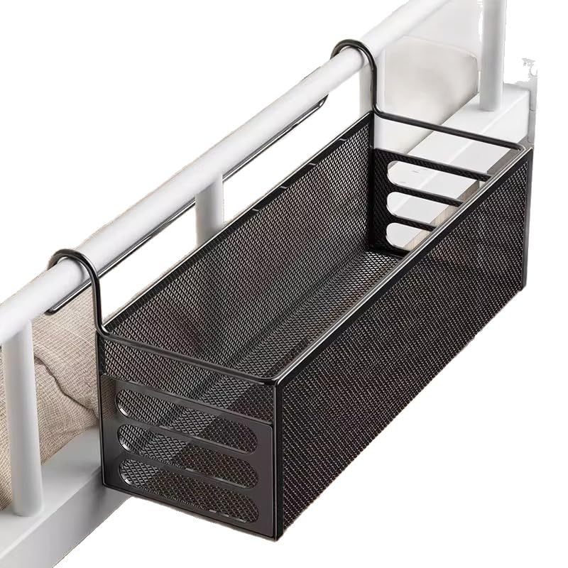 Bedside Caddy Shelf, Tool Free Hanging Basket for Dorm Rails, S - view 2